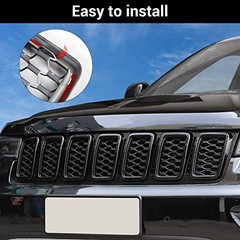 Front Grill Rings Honeycomb Grille Mesh Inserts Cover Trim Black(Mesh Ring)