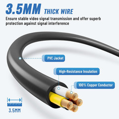 EWAY 4 Pin Extension Cable (16.5FT/5M) for Dash Cam Rear View Backup Camera Reve