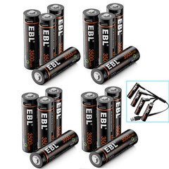 EBL Rechargeable 1.5V AA AAA Lithium Batteries USB Charging Li-ion Battery Lot