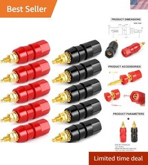 10Pcs M5 x 50mm Speaker Binding Posts – Red & Black Insulated Terminals