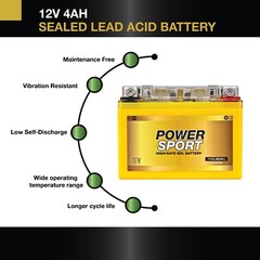 Gel Replacement Battery for YTX4L-BS, ETX4L-BS, GTX4L-BS, PTX4L-BS, ES4LBS