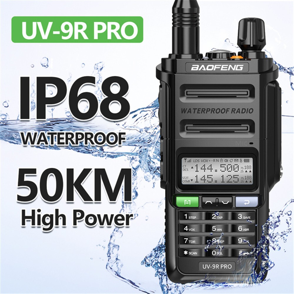 UV 9R PRO Walkies Talkie VHF UHF Dual-Band Two-way Radio 10W FM Ham Radios
