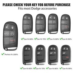 Key Fob Cover with Keychain for Dodge Charger Durango Carbon Fiber Red Trim