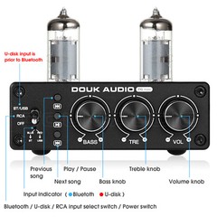 HIFI Tube Preamp with Bluetooth 5.0 Speaker Receiver Stereo Audio Amp USB Player