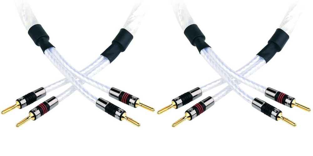 Qed Genesis Silver Spiral Speaker cable A Pair Terminated Qed Airloc Metal Forte