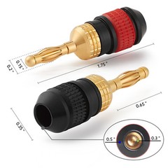 WGGE WG-008 24K Gold Safety Connector Banana Plugs (12 Pair (24 plugs))