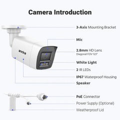 ANNKE 5MP Audio POE Security IP Camera 3K Outdoor Color Night AI Human Detection