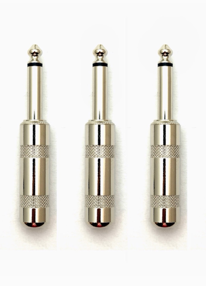 3 Pack of 6.3mm 1/4 6.3mm metal phono solder on audio plug mono male
