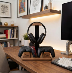 Walnut Headphone Stand Wood Headset Stand for Desk Universal Headphone Holder