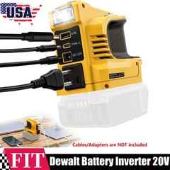 200W Portable Power Inverter For DeWALT 20V Battery DC 20V to AC 110V with LED