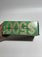 Vintage Lucite $500 1974 US One Dollar Bills Paperweight AM Radio Retro New