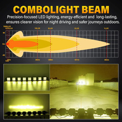 52 Inch 240W Amber Straight Curved Adjustable & Linkable LED Light Bar with Wiri