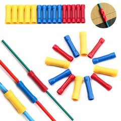 500/100Pcs Straight Butt Connectors Crimp Insulated PVC Wire Splice Terminal Kit