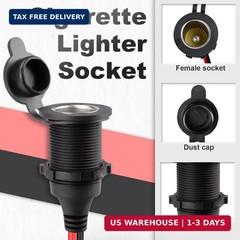 10 FT 12V Fixed Thread Power Outlet, 12V Female Cigarette Lighter Socket, 12 AWG