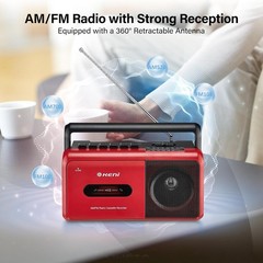Innovative Red Portable Cassette Tape Player Boombox – AC or Battery Operated