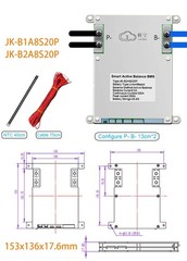 JK Smart BMS 4S-8S 200A Active Balance 2A BMS LiFePo4 Li-ion LTO Battery BT/LCD