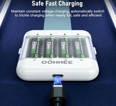 8 pcs 1.5V 1300mWh AAA Rechargeable Lithium Batteries + Fast Charging Box White