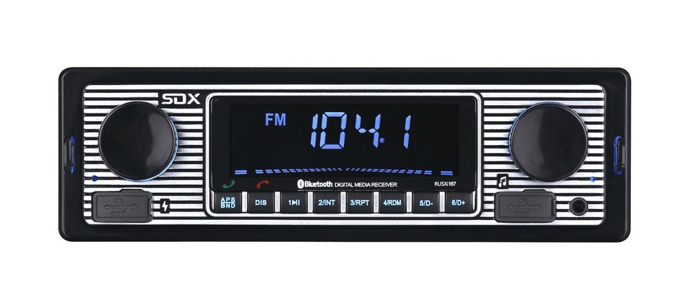 SDX Vintage Bluetooth Car Head Unit Receiver MP3 Player AUX USB Charging Port