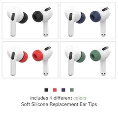 [4-Pair] WQNIDE Ear Tips for Airpods medium, 4 Pair (Black/Blue/Red/Green)