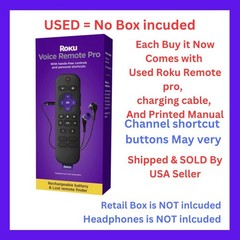 USED – Roku Voice Remote Pro Rechargeable with TV controls, lost remote