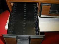vintage cassette tape storage box holds 42 tapes in 3 section pull out drawers
