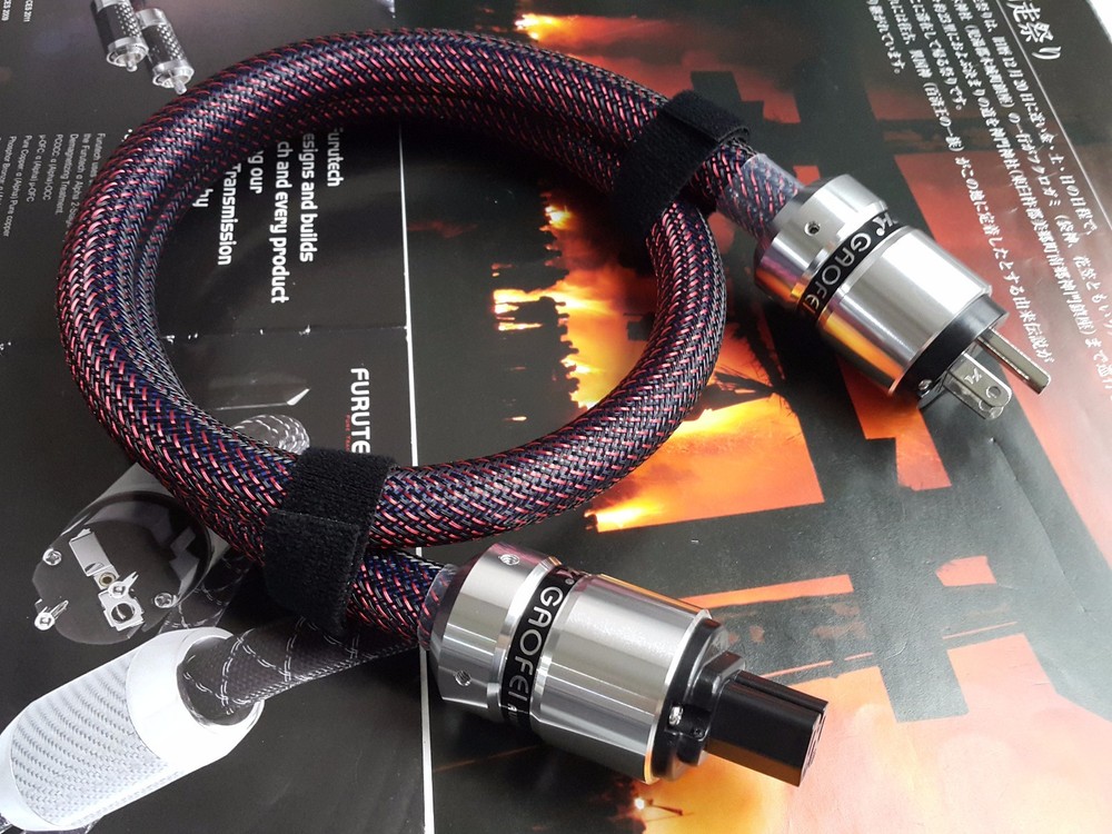 1x Powerflux Hifi US Occ Silver Copper AC Power Cable Rhodium Plug 8N