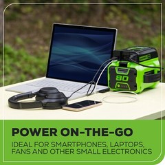 Greenworks 80V Battery Powered 300 Watt Power Inverter (Output: 120V AC, USB DC)