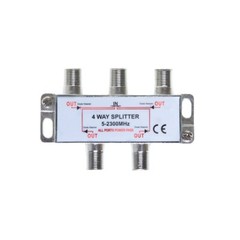 4-Way TV Coaxial Cable Splitter 5-2300 MHz RG6 RG59 Coax Antenna HDTV Satellite