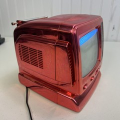 Pacific Technolgy Reddish Pink Mini Black And White TV/Radio W/Antenna