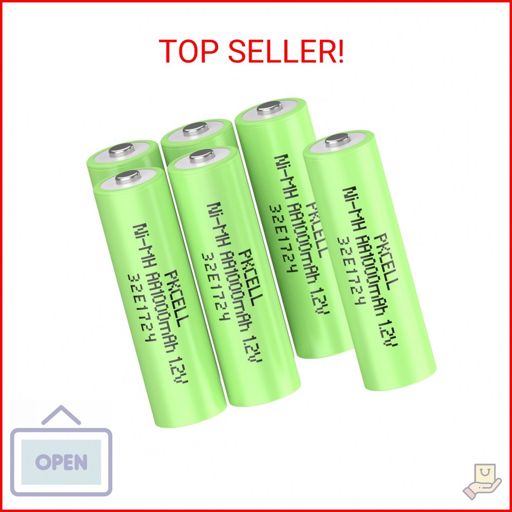 PKCELL NiMH AA Rechargeable Batteries 6 Pack, 1.2V 1000mAh High Capacity NiMH Do