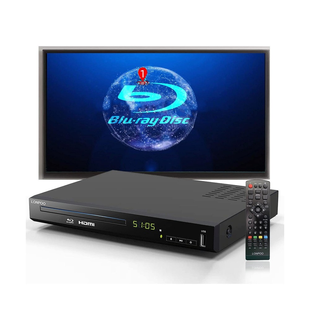 Blu Ray DVD Player,Full HD Blu-ray Disc Player CD Players with Easy Hook Up a…