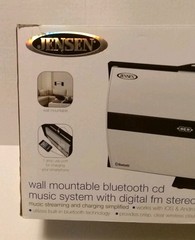 Jensen Bluetooth Wall-Mountable Music System CD Player FM Radio JBS-225 Open Box