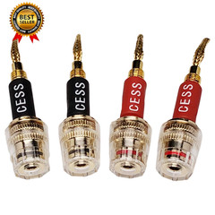 CESS-220 Pin Banana Plug to 4Mm Female Banana Jack/Speaker Wire, 4 Pack (Braided