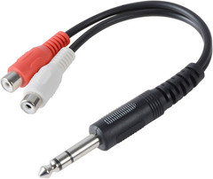 6.35Mm 1/4 Inch TRS Stereo Jack Male to 2 RCA Female Plug Y Splitter Adapter Cab