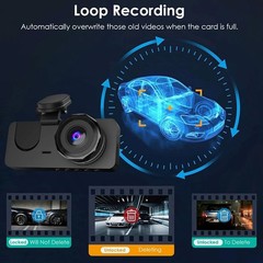 Dash Cam 3 Channel Front Rear Inside Camera with 32GB Memory Card WiFi G-Sensor