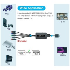 1080P Component to HDMI Adapter for PS2, Wii, Xbox – YPbPr Converter Cable