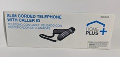 Black Slim Corded Telephone with Caller ID by Home Plus – Desk or Wall Mounted
