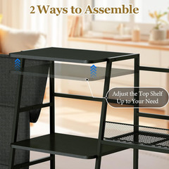 LED Record Player Stand with Storage for 300 Albums – Black Vinyl Shelf