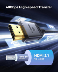 Certified HDMI 2.1 Cable, [4K@240Hz 144Hz 120Hz, 8K@60Hz] 1440P Ultra High Speed