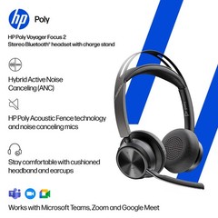 Poly Voyager Focus 2 USB-C-C Headset +USB-C/A Adapter +Charging Stand