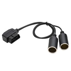 50cm Right Angle OBD2 Male to Dual Female Cigarette Lighter Connector with Switc