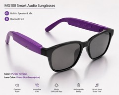 Bluetooth Smart Audio Sunglasses Wireless MG100 – Purple with Plano Lens – NEW