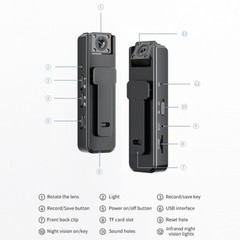 HD1080P Audio Video DVR IR Night Cam WIFI 2K Camcorder Police Body Camera 2024