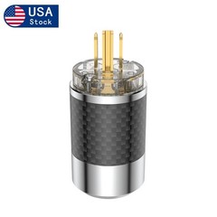 Pair 24k Gold Plated US Power Plug Carbon Fiber HiFi Audio Cable DIY Connector