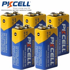 5Pcs 9V Block Batteries PP3 6F22 EN22 1604A 6AM6 9Volt Zinc-Carbon EXP.12-2025