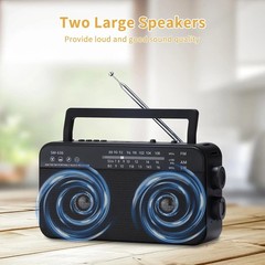 Portable AM FM Shortwave Radio with Bluetooth Speaker Plug in Wall, 3X D Cell Ba