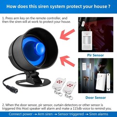 110dB Loud Wireless Alarm Set Indoor Outdoor Household Safety Protection Kit