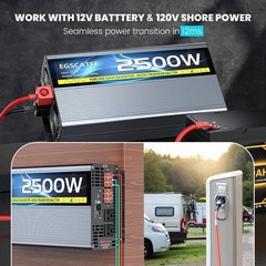 2500W Pure Sine Wave Power Inverter 12V to 120V ATS Remote 5000W Peak New