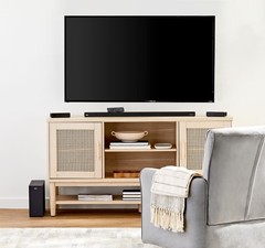 onn. 100135498 5.1 Ultra-Slim Surround Soundbar System with Dolby Atmos, Black,