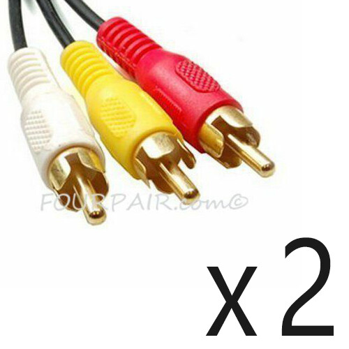 2 Pack Lot – 6ft 3-RCA Composite Video Stereo Audio AV Cable Cord Wire VCR DVD